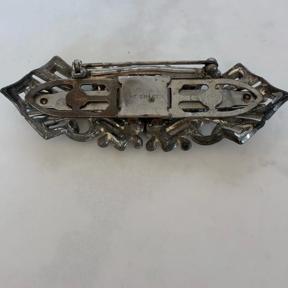 Duette Double Clip Art Deco Rhinestone Brooch from the 1930s